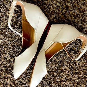 White Wedge Closed-Toe Shoes